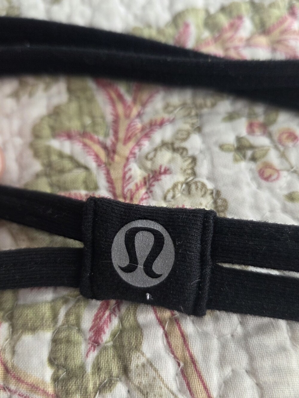 lululemon athletica Black Double-Strap Headband with Reflective Logo Accent